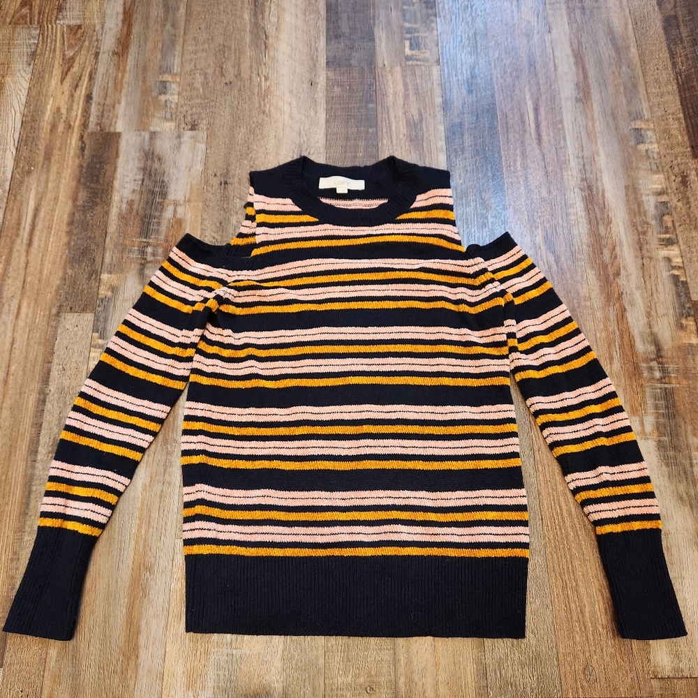 LOFT Cold Shoulder Striped Sweater